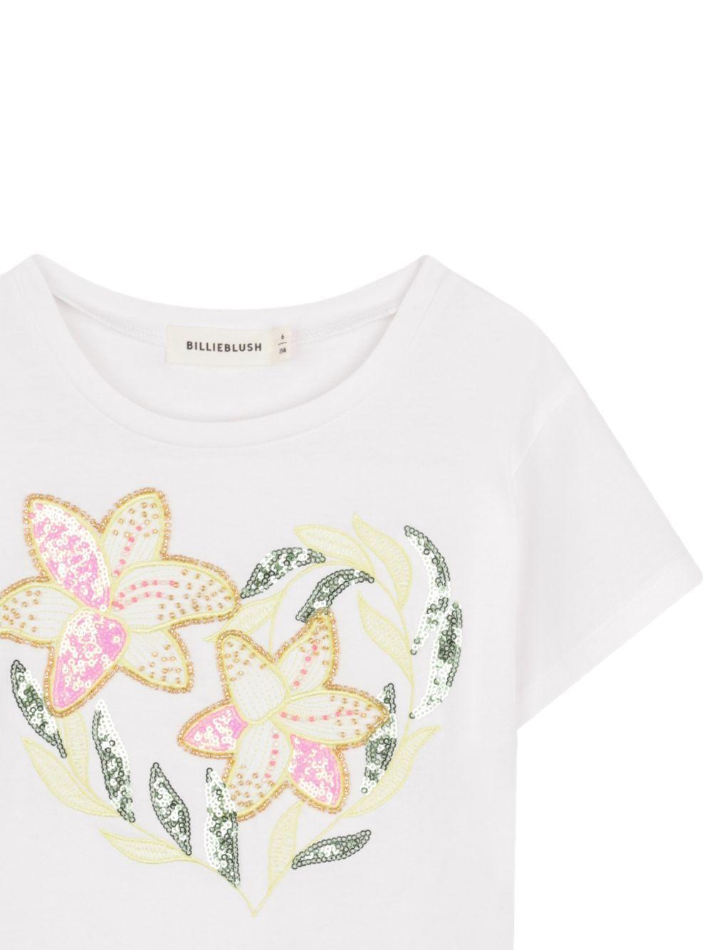 T-shirt per bambina Billieblush bianca con stampa fiori U21934 10P BILLIEBLUSH 
