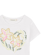 T-shirt per bambina Billieblush bianca con stampa fiori U21934 10P BILLIEBLUSH 