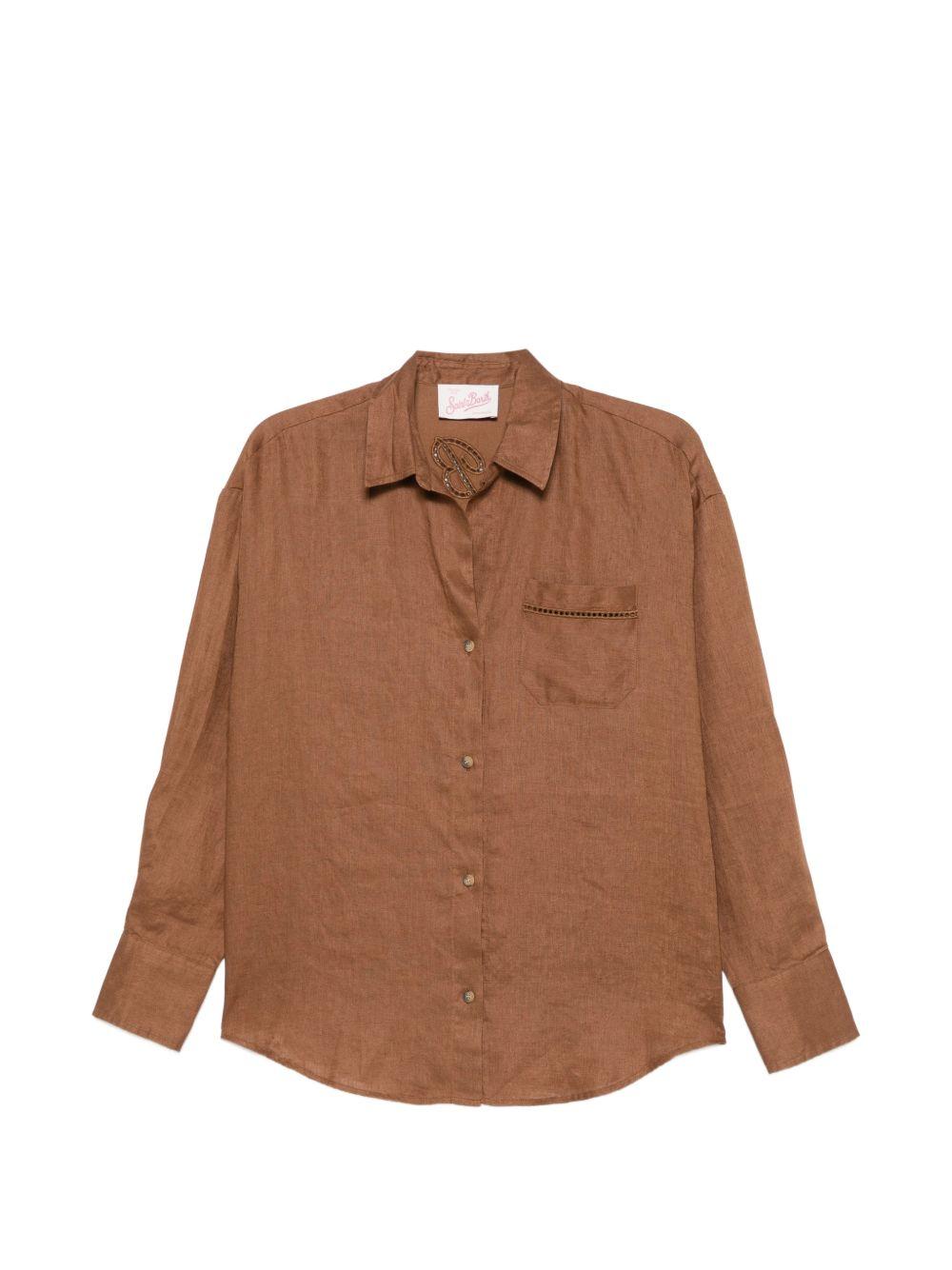 Camicia da donna MC2 Saint barth marrone con logo ricamato CYS0002 08806L MC2 ST. BARTH 