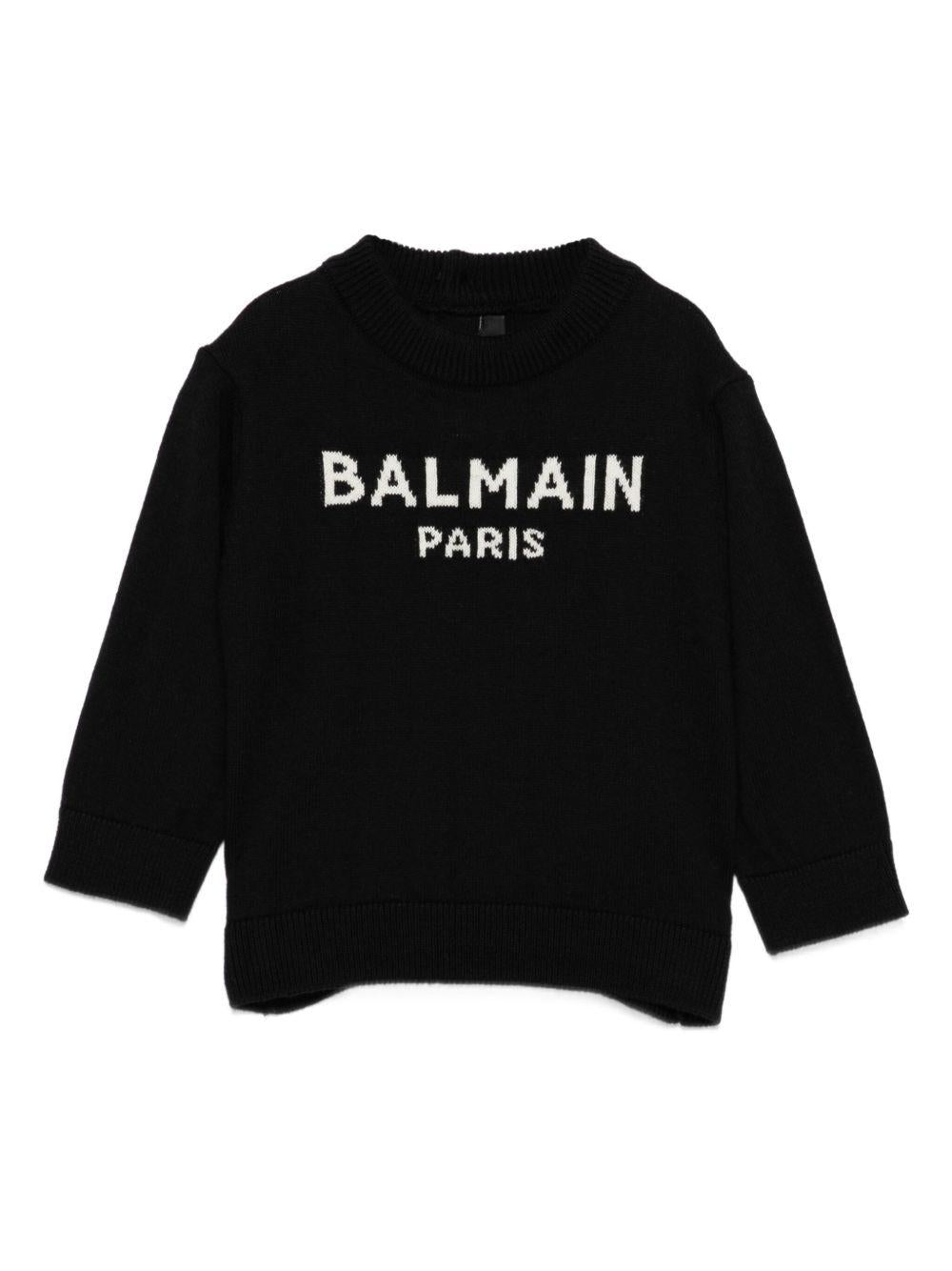 Maglione per neonato Balmain Kids nero con ricamo con logo BX9500 Z2312 930AV BALMAIN KIDS 