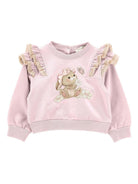 Felpa per neonata Monnalisa rosa con stampa coniglio 39G607 7007 0090 MONNALISA KIDS 