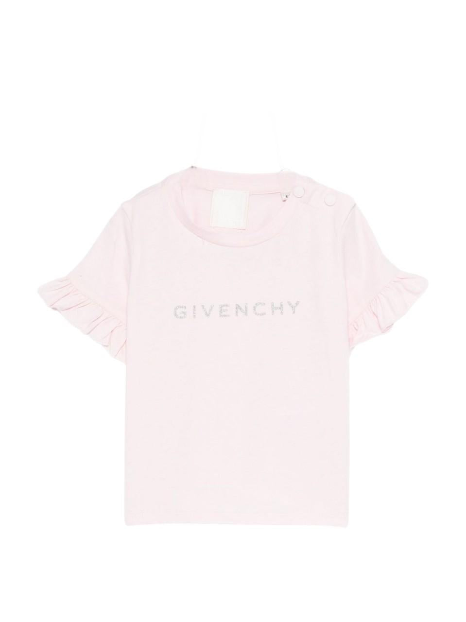T-shirt per neonata Givenchy Kids rosa con maniche arricciate H30903 44Z GIVENCHY KIDS 