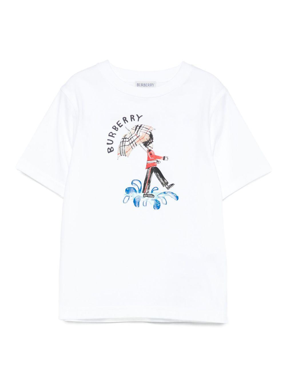 T-shirt per bambina Burberry Kids bianca con stampa grafica 8109522 A1464 BURBERRY KIDS 