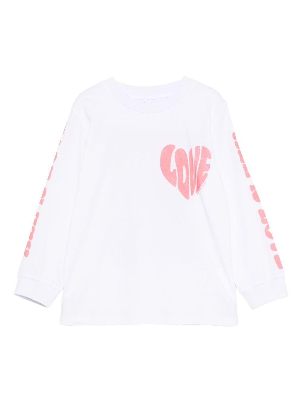 T-shirt per bambina Stella McCartney Kids bianca con stampa a cuore TX8B90 Z0434 100 STELLA McCARTNEY KIDS 