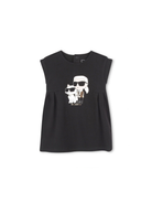 Abito per neonata Karl Lagerfeld Kids nero con stampa Ikon Karl Choupette Z30510 09B KARL LAGERFELD KIDS 
