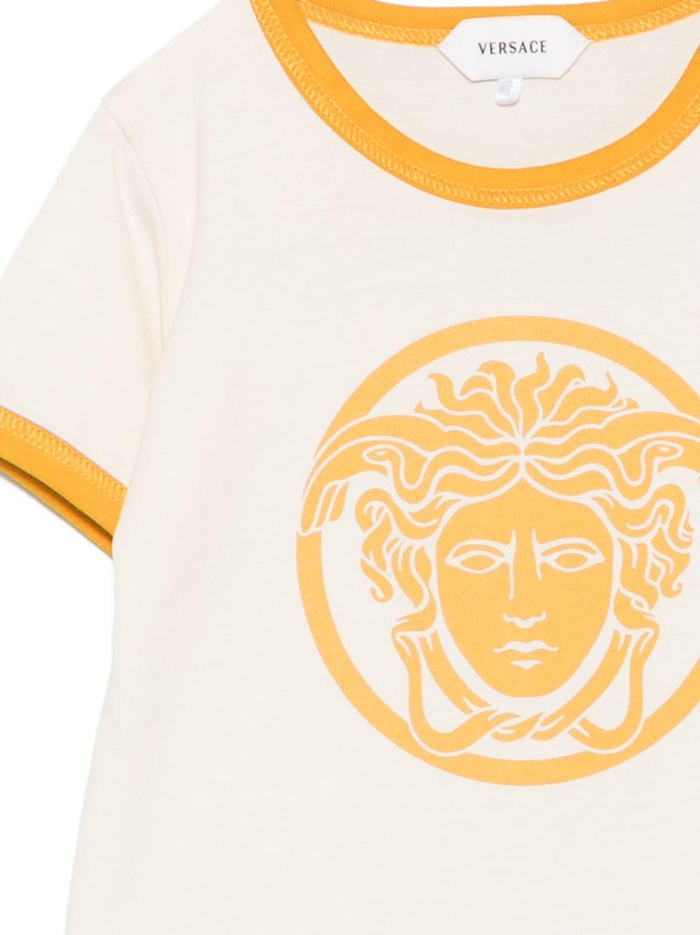 T-shirt per neonati Versace Kids bianca con bordi a contrasto 10251501A18172 2YE30 VERSACE KIDS 
