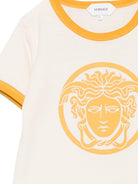 T-shirt per neonati Versace Kids bianca con bordi a contrasto 10251501A18172 2YE30 VERSACE KIDS 