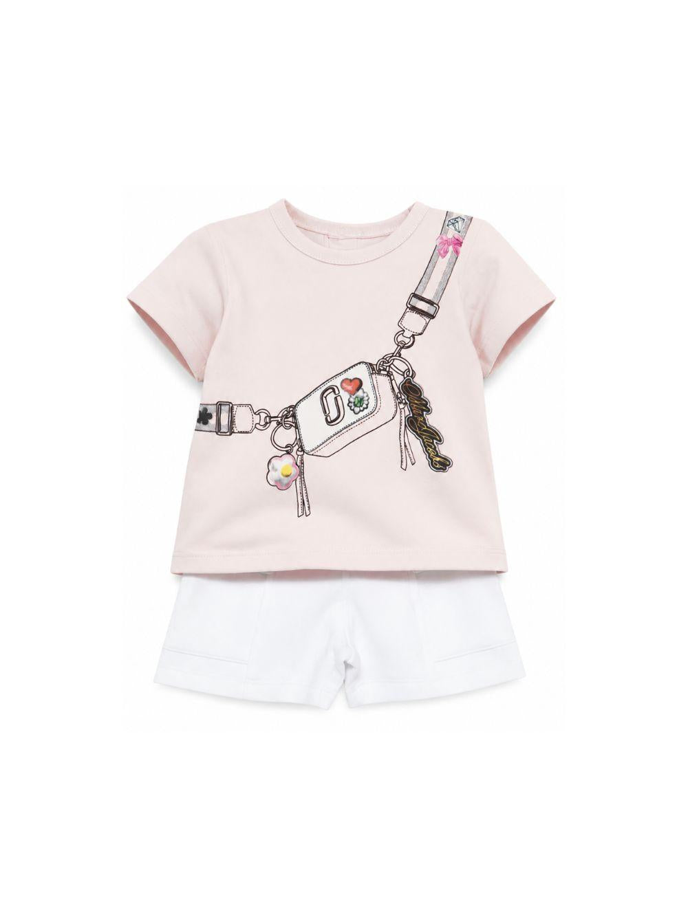 Completo t-shirt e shorts per bambina The Marc Jacobs Kids rosa con stampa grafica W60816 475 THE MARC JACOBS KIDS 