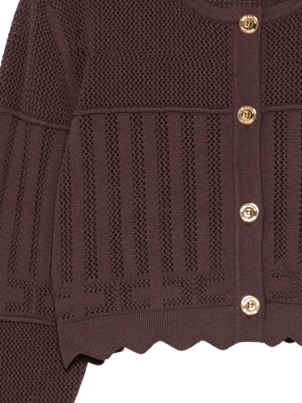 Cardigan per bambina Elisabetta Franchi La Mia Bambina marrone con dettagli color oro EFMA191CFL109 6028 ElISABETTA FRANCHI KIDS 