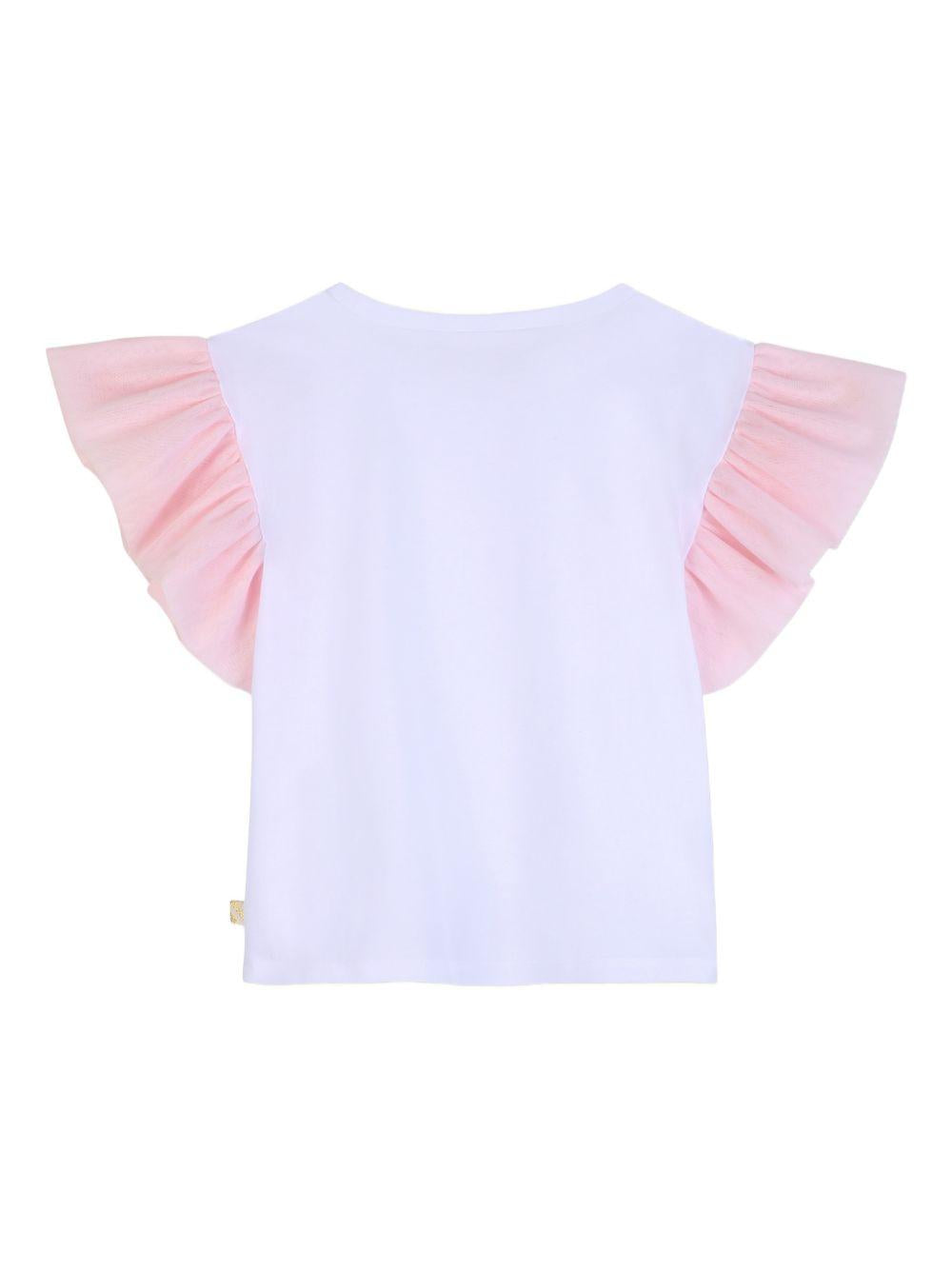 T-shirt per bambina Billieblush bianca con maniche ad aletta U21937 10P BILLIEBLUSH 