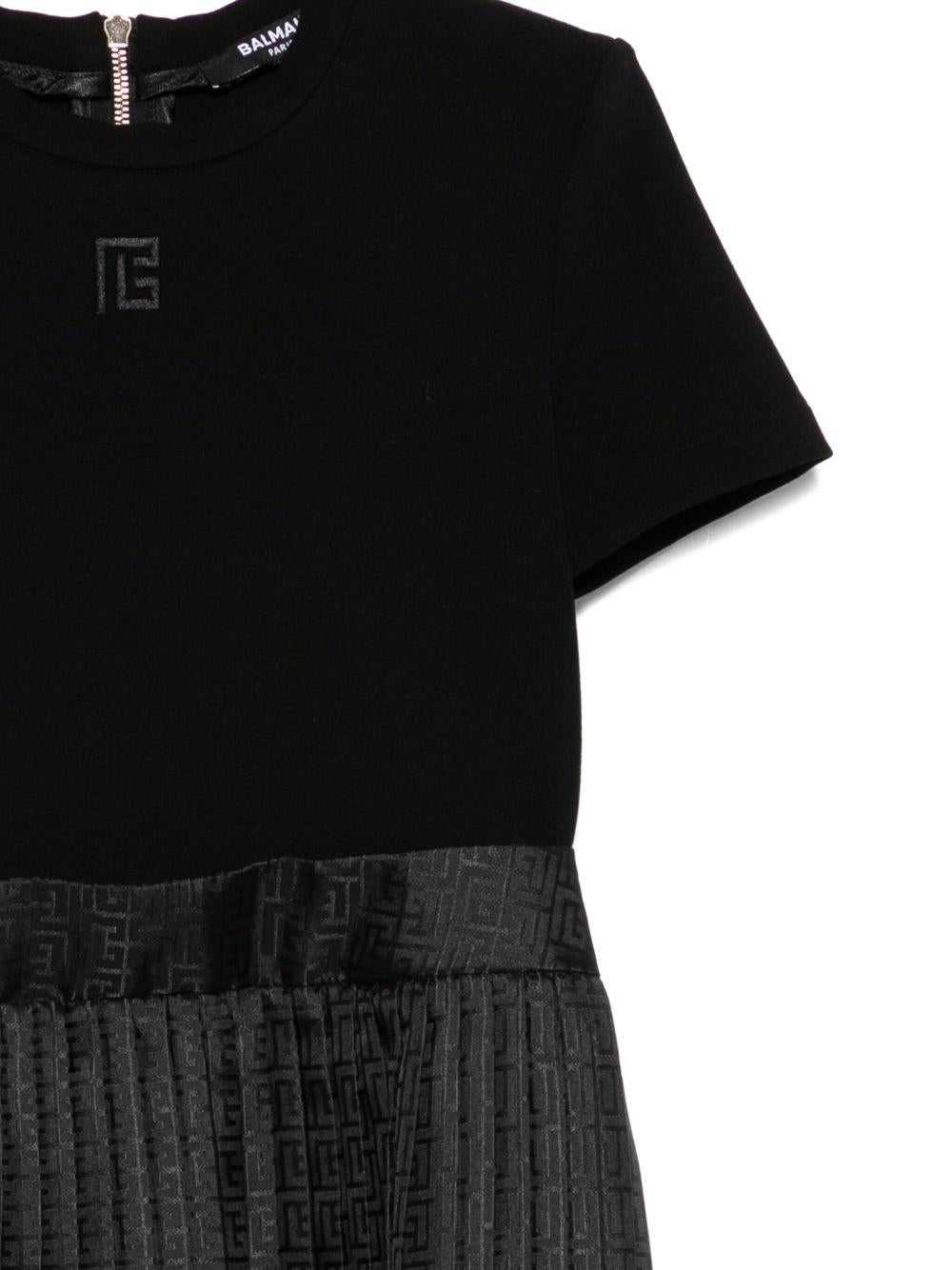 Abito per bambina Balmain Kids nero con logo ricamato BX1D51 S0214 930 BALMAIN KIDS 