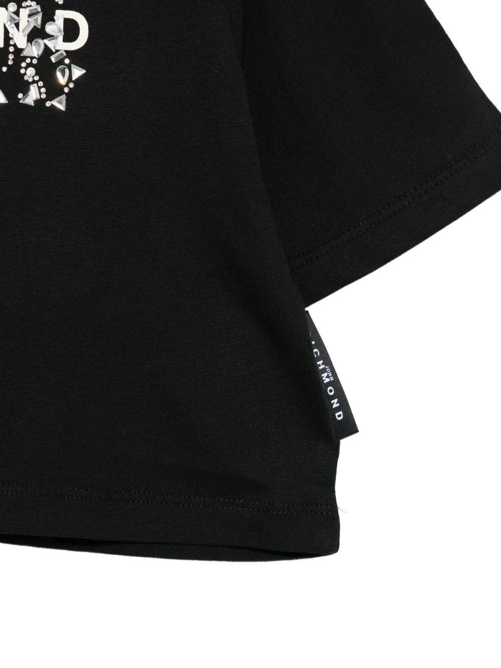 T-shirt per bambina John Richmond Junior nera modello crop RGP26203TS BLACK JOHN RICHMOND KIDS 