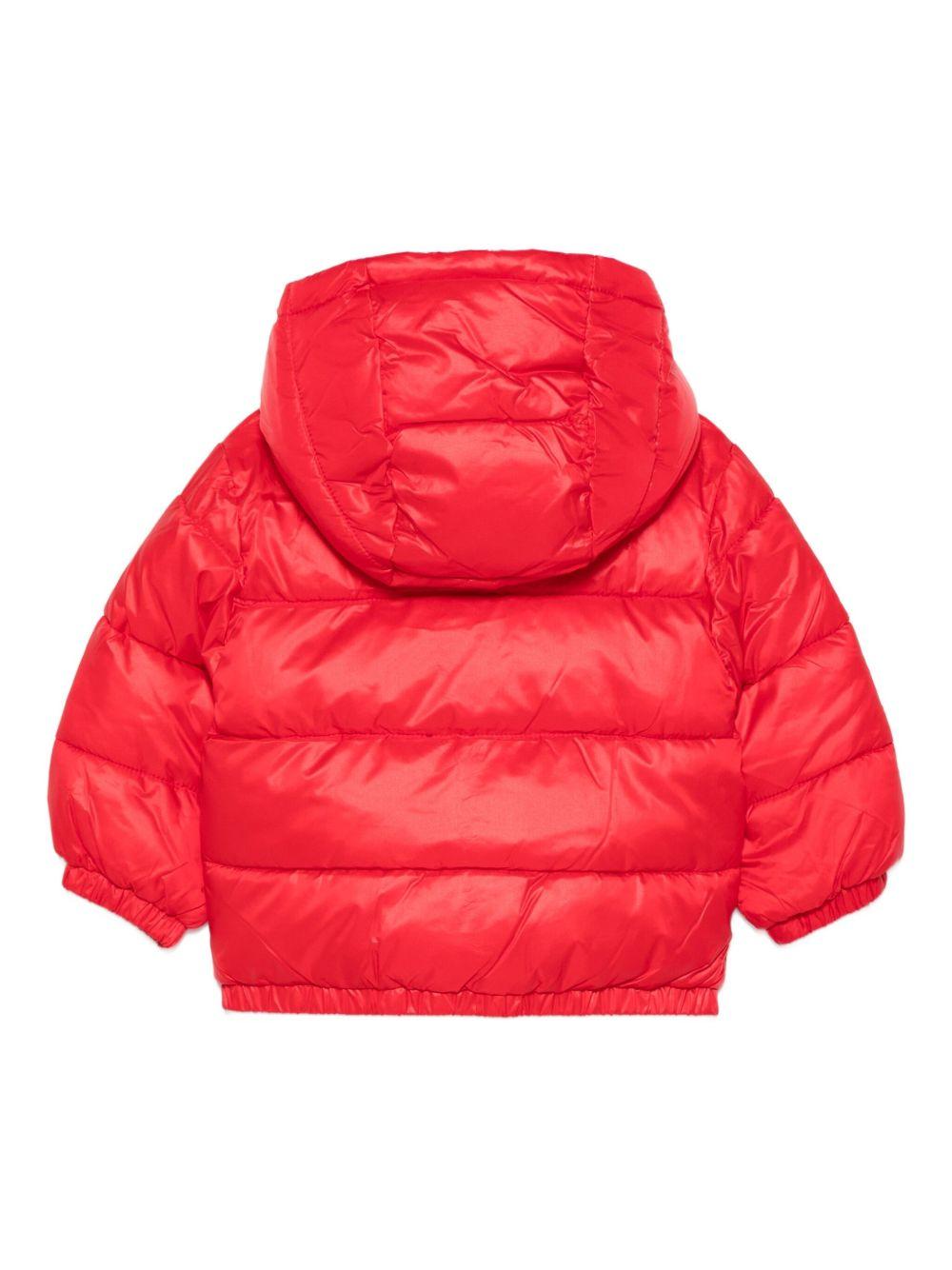 Piumino per neonati Moschino Kids rosso con stampa con logo MUS032L3A32 50109 MOSCHINO KIDS 