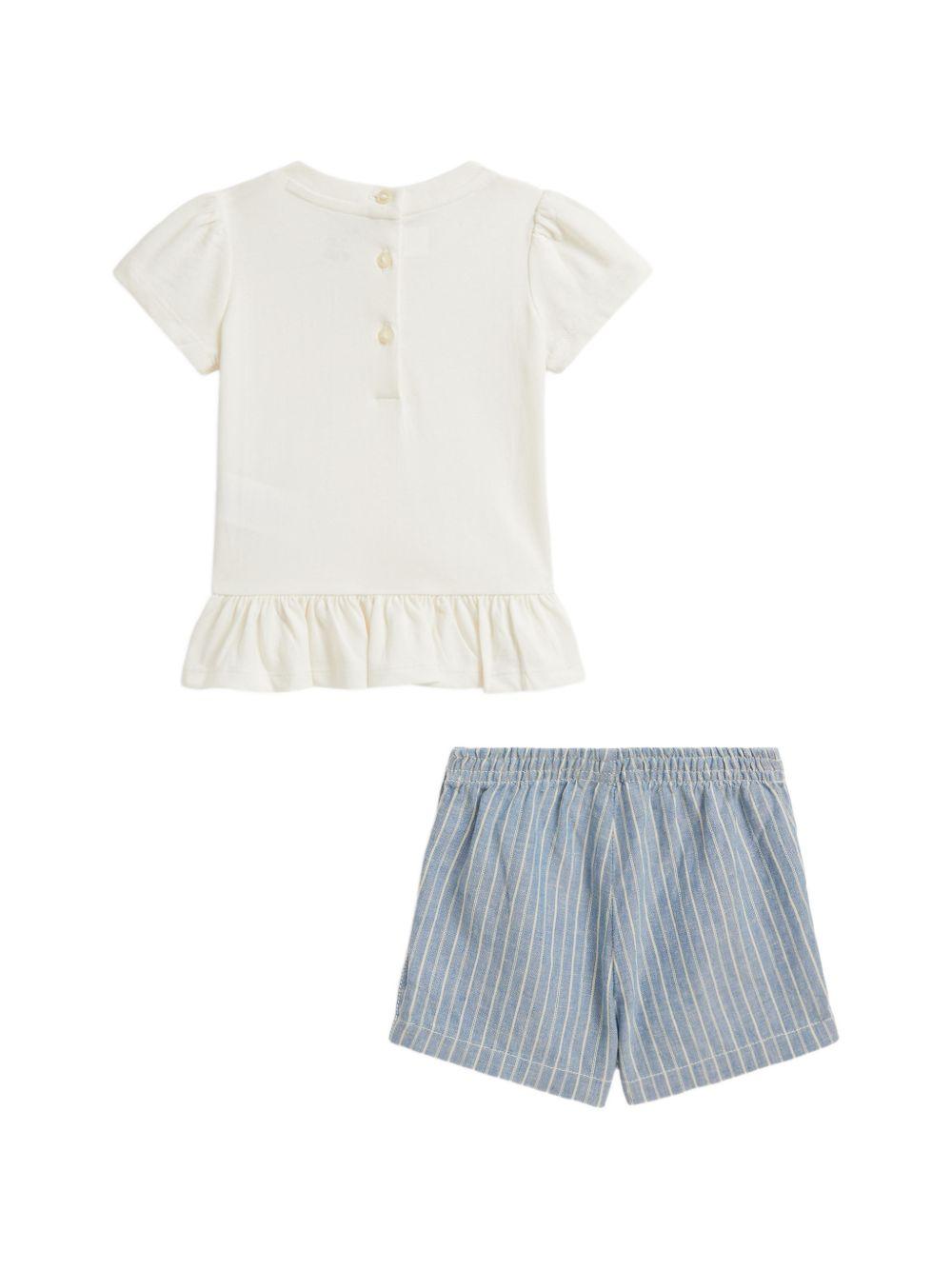 Set t-shirt con shorts per neonata Polo Ralph Lauren Kids bianco Polo Bear a righe 310A12857 001 Ralph Lauren kids 