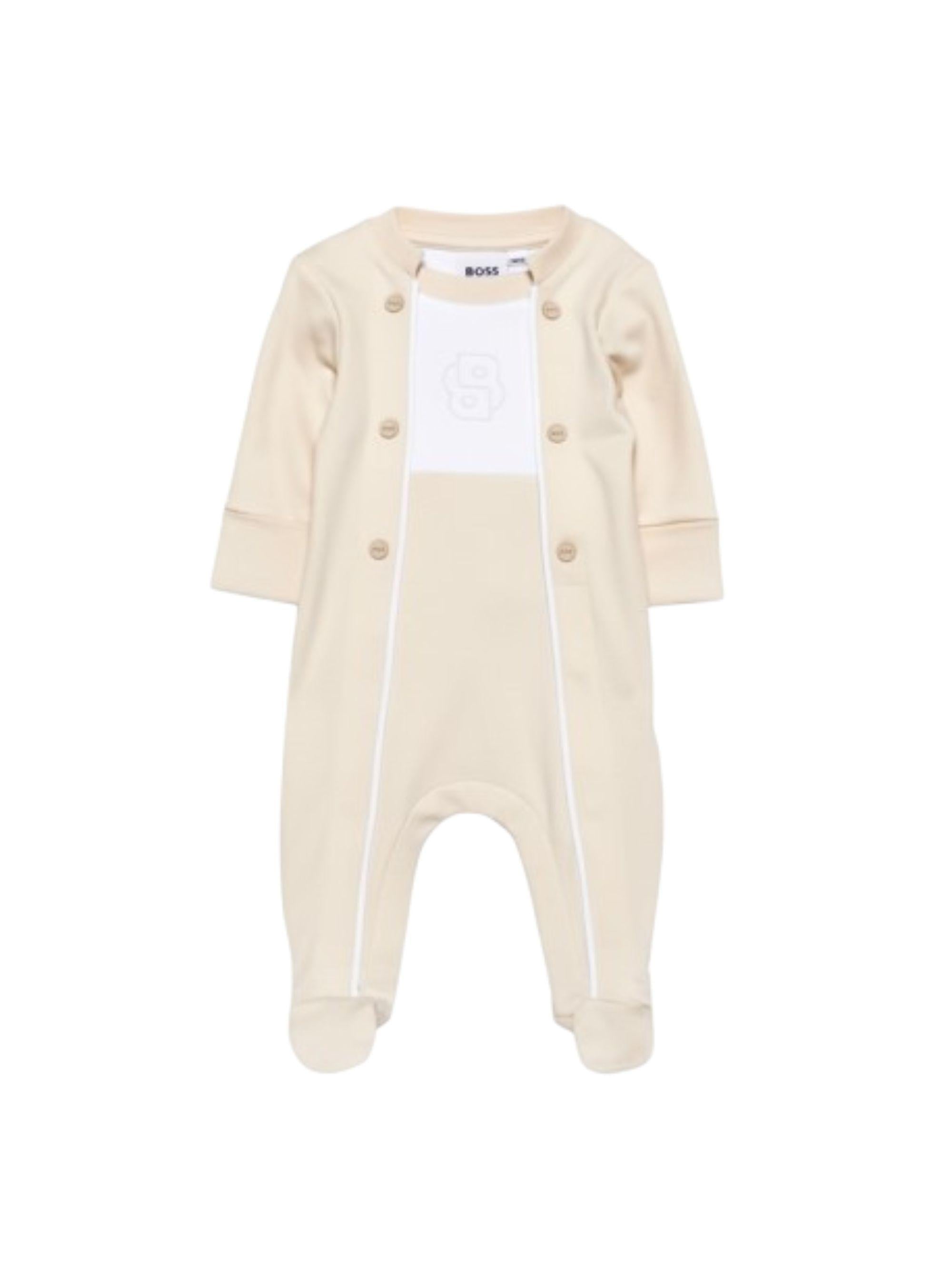 Pigiama per neonato Boss Kidswear beige con chiusura con bottoni J53046 21K BOSS KIDS 