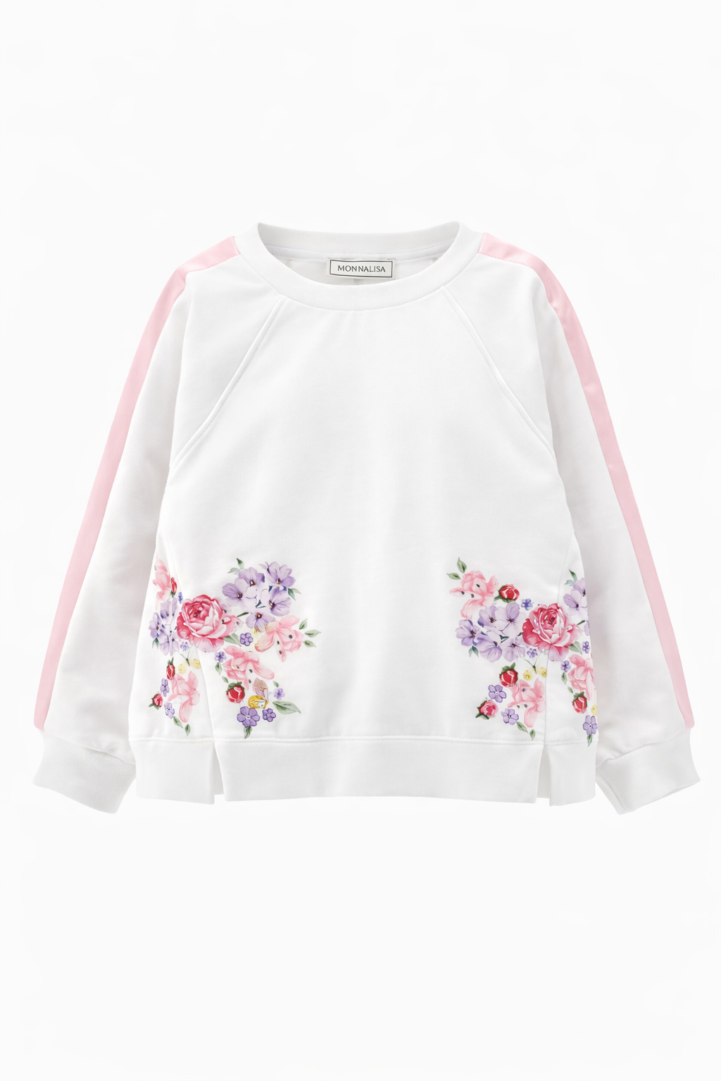 Felpa per bambina Monnalisa bianca con stampa a fiori 19G600 7007 9990 MONNALISA KIDS 