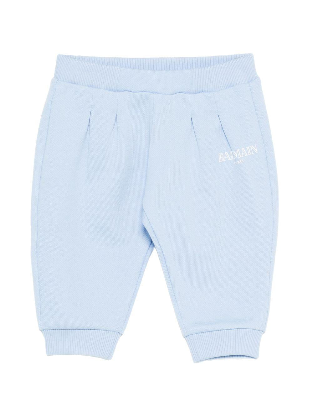 Pantaloni per neonato Balmain Kids azzurro con stampa logo BY6540 Z3183 652BC BALMAIN KIDS 