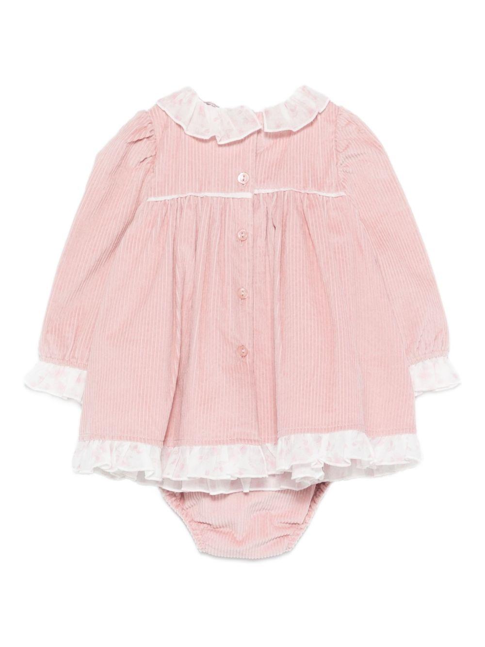 Abito per neonata Monnalisa rosa con colletto arricciato 35F513 6009 0091 MONNALISA 