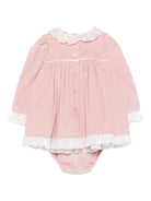 Abito per neonata Monnalisa rosa con colletto arricciato 35F513 6009 0091 MONNALISA 
