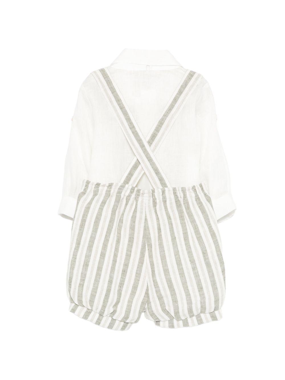 Set camicia con salopette per neonato Colorichiari bianco a righe (3 pezzi)<BR/><BR/> MN308410 4878 35 COLORICHIARI KIDS 
