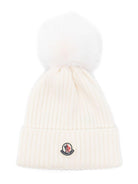 Berretto per bambina Moncler Enfant bianco con pompon L29543B00007M1131 030 MONCLER KIDS 