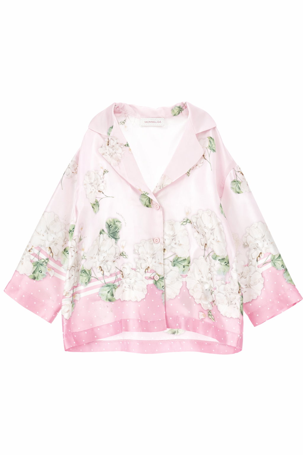 Camicia per bambina Monnalisa rosa con stampa a fiori 71G302 7668 0091 MONNALISA 