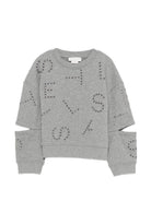 Felpa per bambina Stella McCartney Kids grigia con stampa logo all-over TY4B70 Z3409 808 STELLA McCARTNEY KIDS 