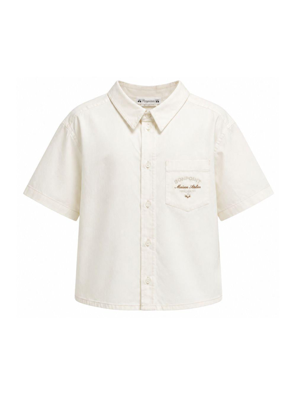 Camicia Elyas per bambino Bonpoint bianca con ricamo logo sul davanti S06BSHW00024 002 BONPOINT KIDS 