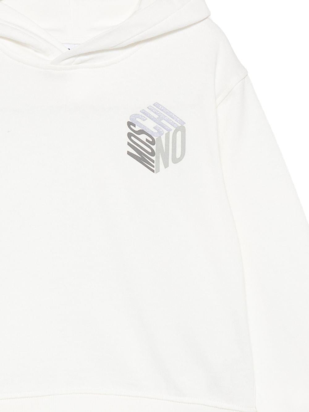 Felpa per bambino Moschino Kids bianca con logo sul petto HRF07KLCA92 10063 MOSCHINO KIDS 