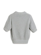 Polo in maglia con dettagli brillanti per bambino Brunello Cucinelli Kids grigio con orlo a coste BSTM20005 CP838 BRUNELLO CUCINELLI KIDS 