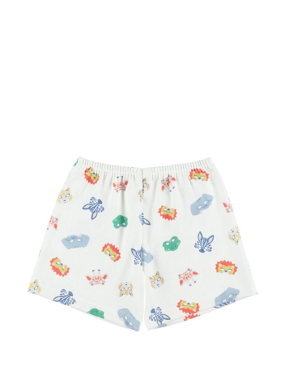 Set di tre pezzi pigiama per bambino Petit Bateau bianco con stampa animali A0F6P 01 PETIT BATEAU KIDS 