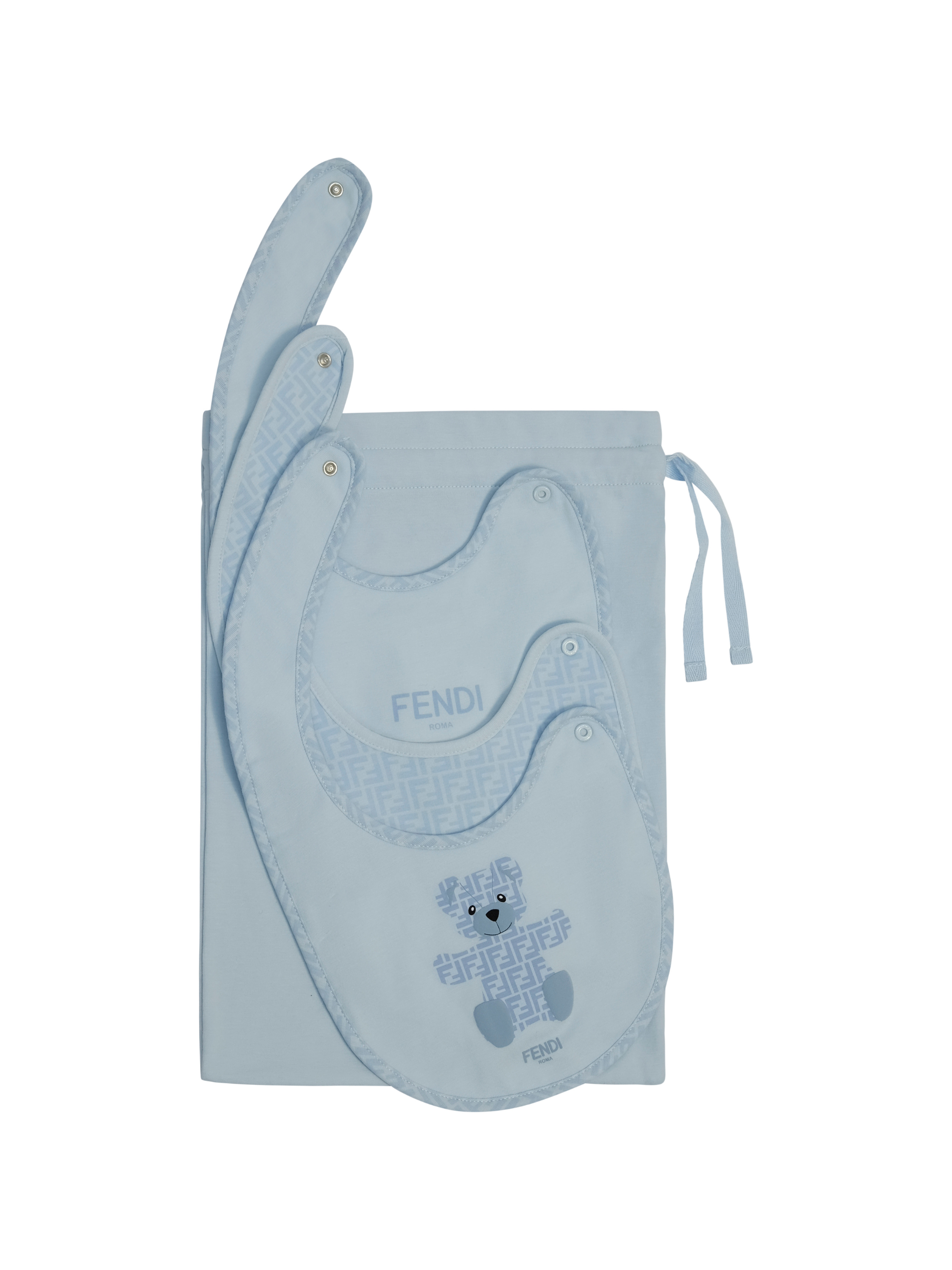 Bavaglini per neonati Fendi Kids azzurro con motivo con logo FF BUJ307 ST8 F19J4 FENDI KIDS 