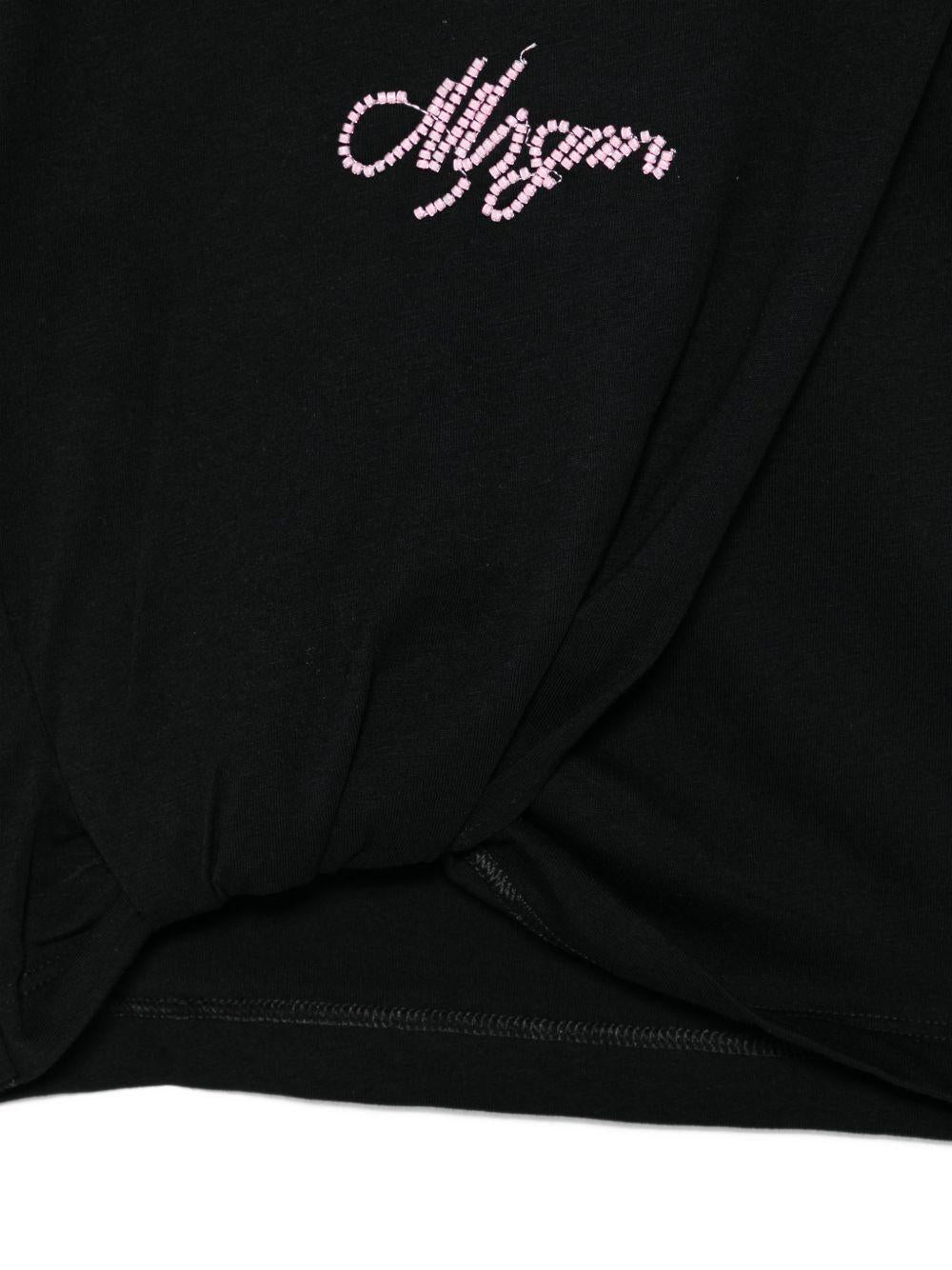 T-shirt per bambina MSGM Kids nera con dettaglio nodo S6MSJGTH205 110 MSGM KIDS 