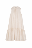 Abito per bambina Michael Kors Kids beige con monogramma e ruches R30592 190 MICHAEL KORS KIDS 
