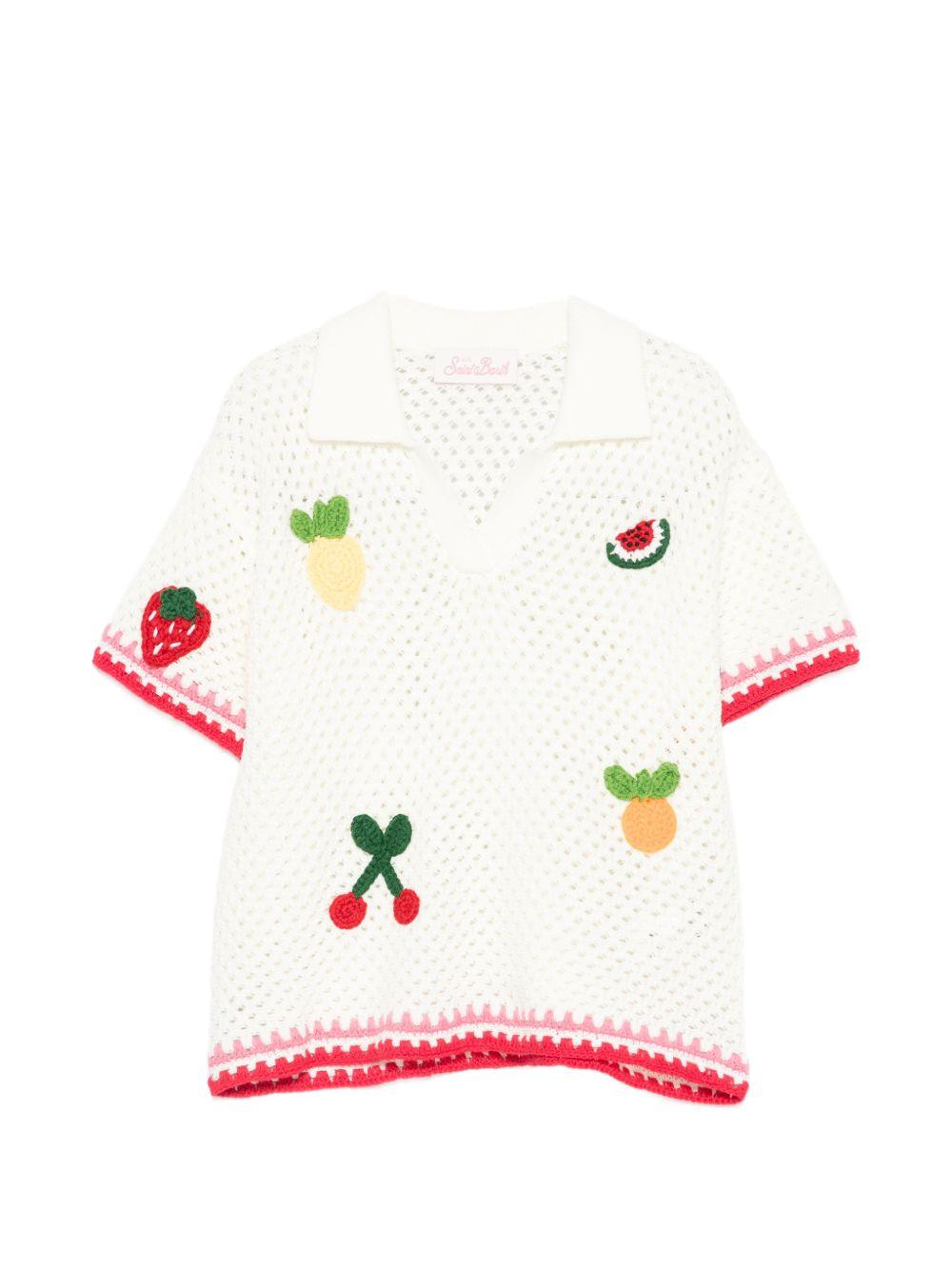 Maglia per bambina MC2 Saint Barth Kids bianco con motivo patch PIX0002 00264L MC2 ST. BARTH KIDS 