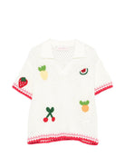 Maglia per bambina MC2 Saint Barth Kids bianco con motivo patch PIX0002 00264L MC2 ST. BARTH KIDS 