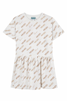 Abito per bambina Kenzo Kids bianco con stampa logo all-over K61850 117 KENZO KIDS 