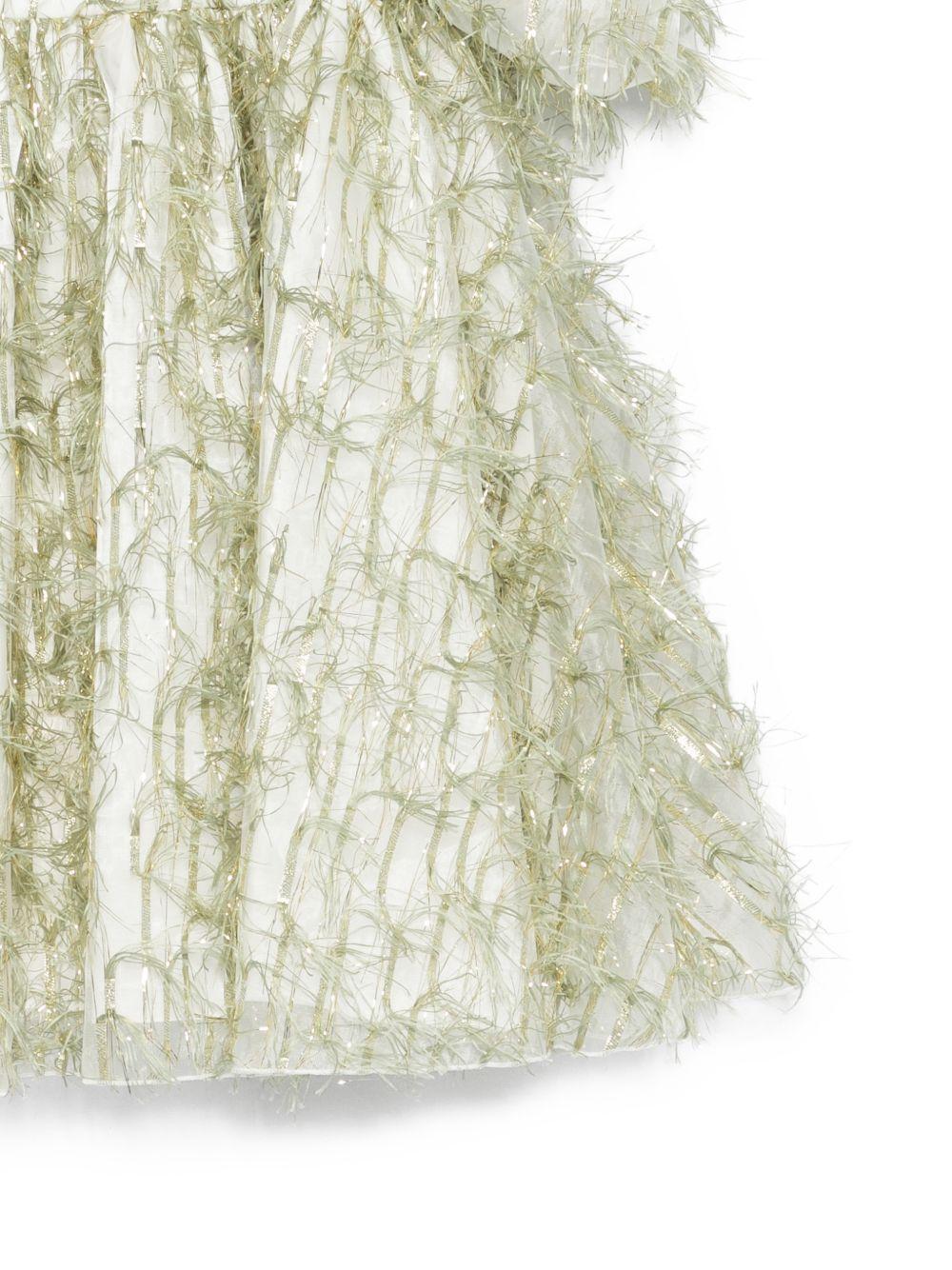 Abito per bambina Alapage verde con dettagli frange 26SAGDRE00042 OLIVA A'LAPAGE KIDS 