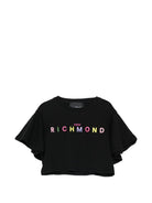 T-shirt per bambina John Richmond Junior nero con ruches RGP26008TO BLACK JOHN RICHMOND KIDS 