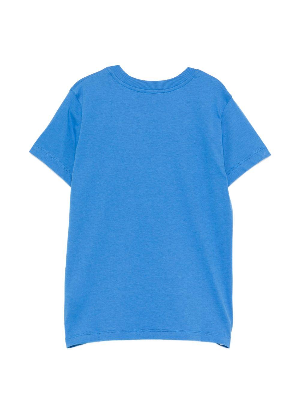 T-shirt da bambino Moschino Kids blu con stampa logo HZM058LAA03 40630 MOSCHINO KIDS 