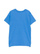 T-shirt da bambino Moschino Kids blu con stampa logo HZM058LAA03 40630 MOSCHINO KIDS 