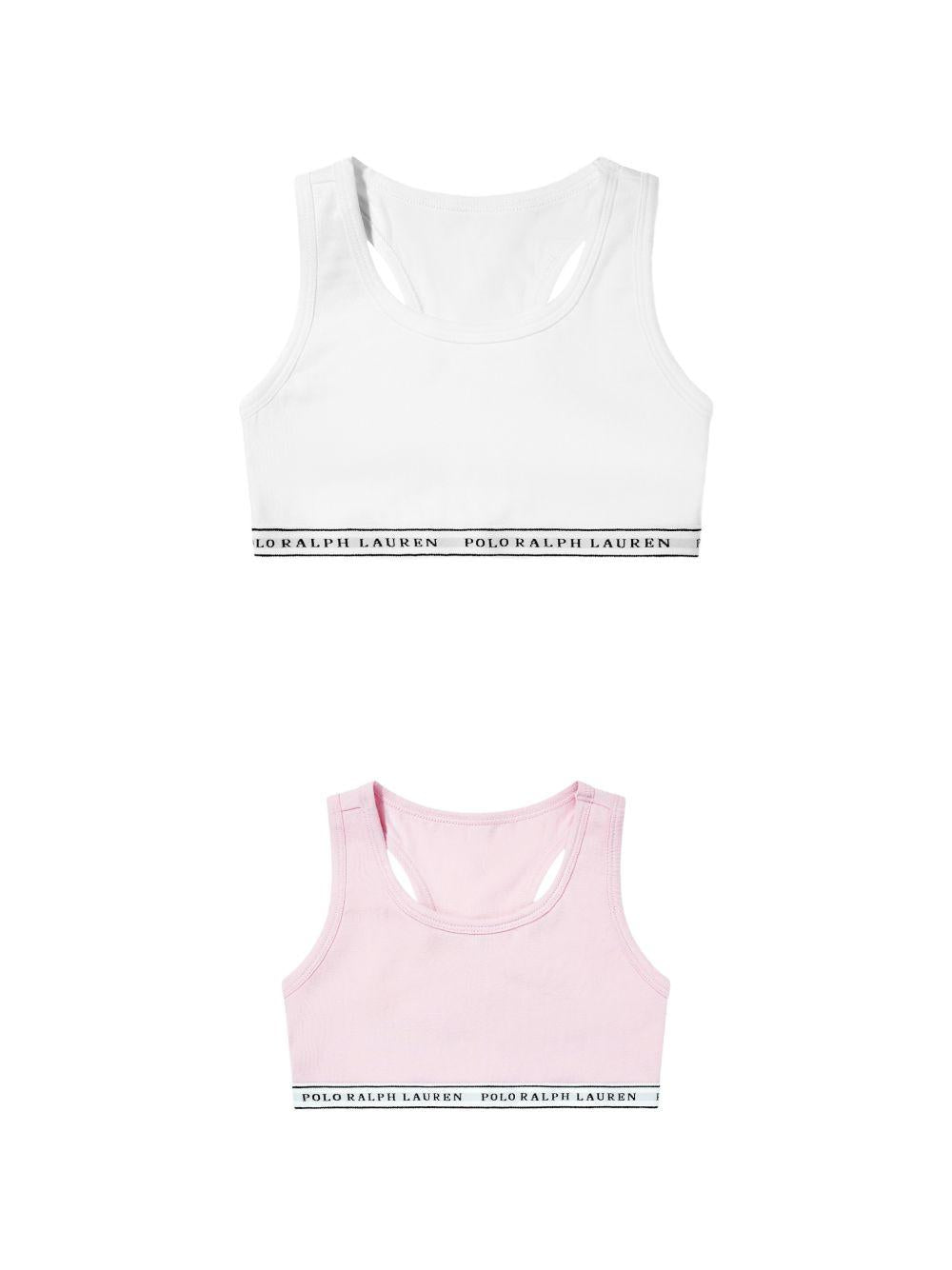 Set di 2 bralette per bambina Polo Ralph Lauren Kids bianco e rosa con banda logo 4P5038 001 Ralph Lauren kids 