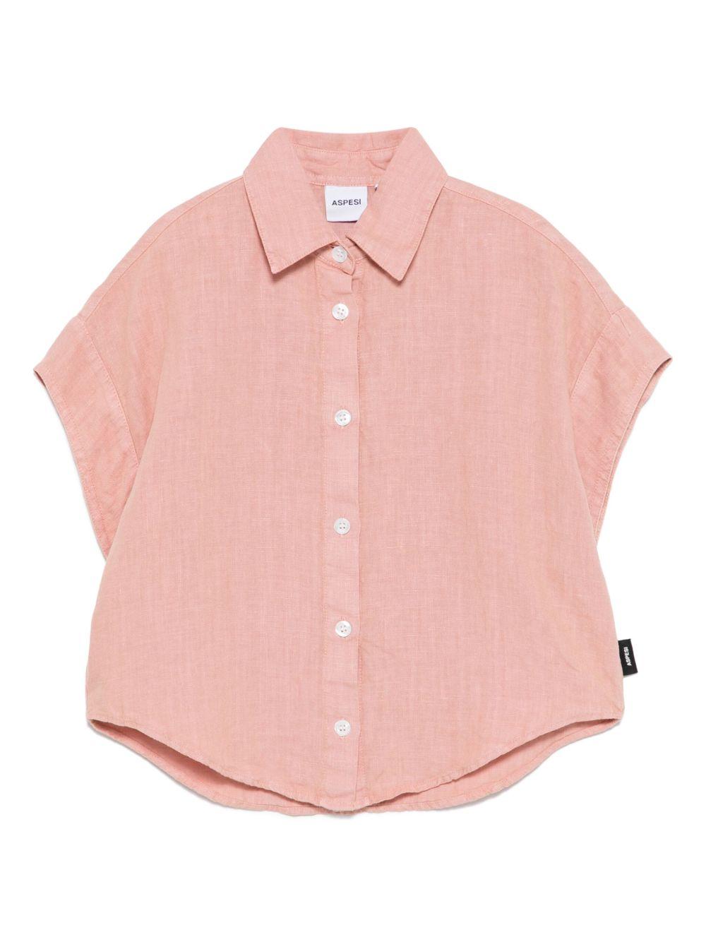Camicia in lino per bambina Aspesi Kids rosa con colletto classico S25011CCL6000 336 ASPESI 