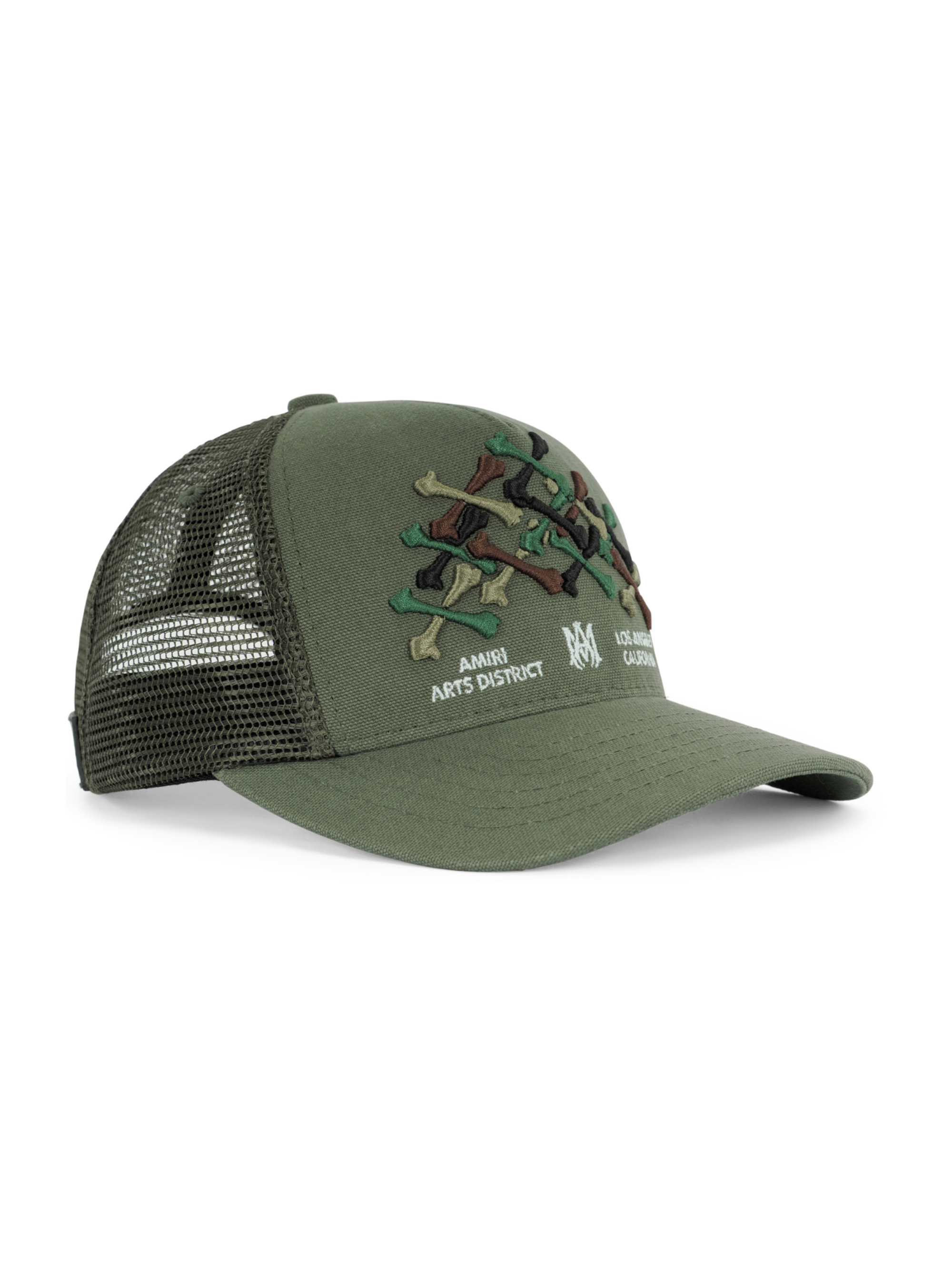 Cappello per bambino Amiri Kids verde con ossa ricamate sul davanti ACSAHE1001 329 AMIRI 
