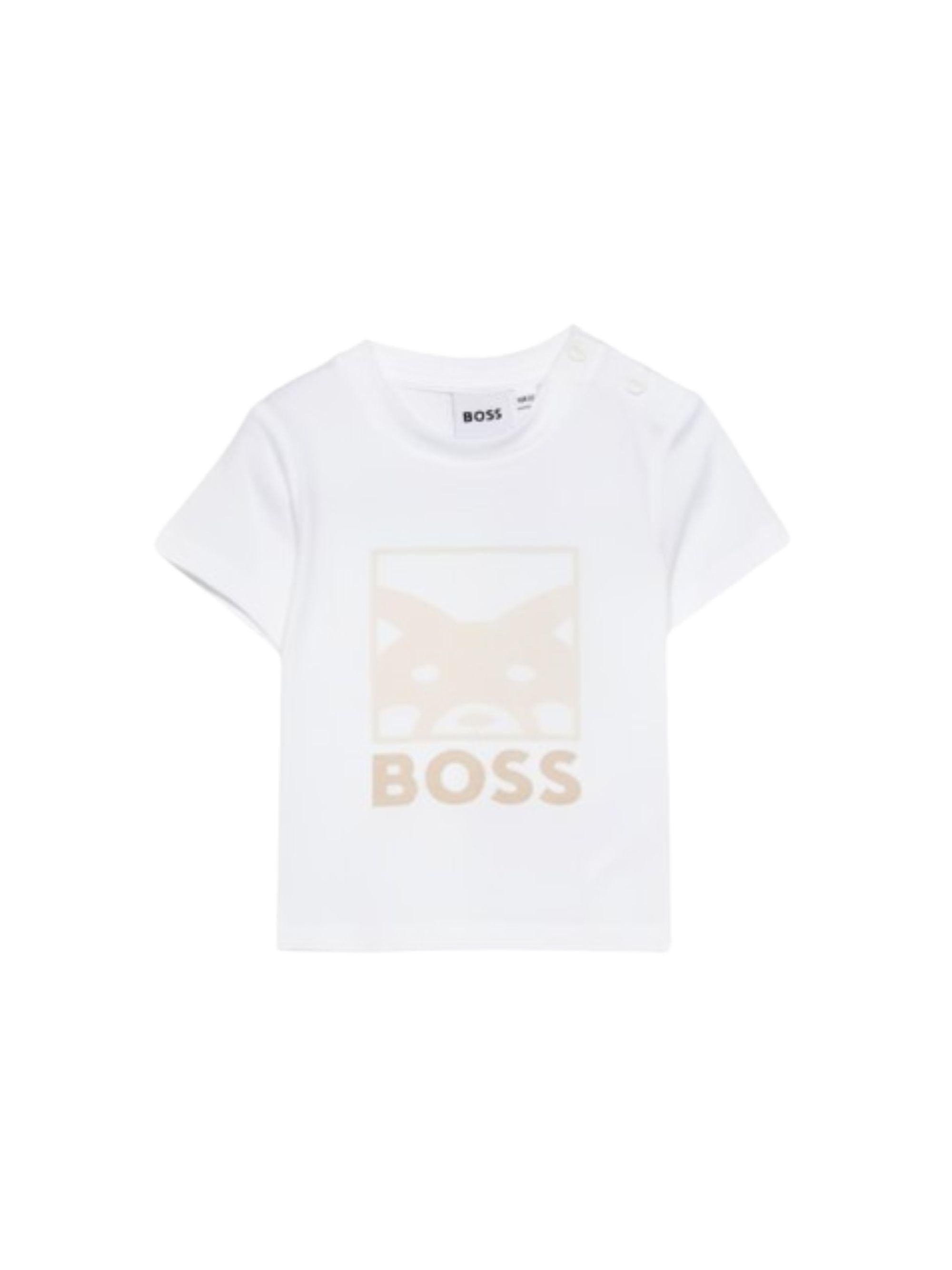 T-shirt per neonato Boss Kids bianca con dettaglio logo J53034 10P BOSS KIDS 