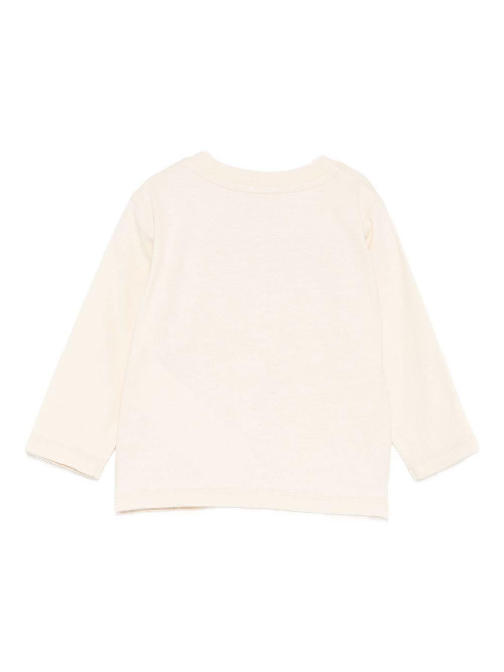 T-shirt per neonati Moschino Kids beige con stampa logo M8O00RLAA36 20404 MOSCHINO KIDS 