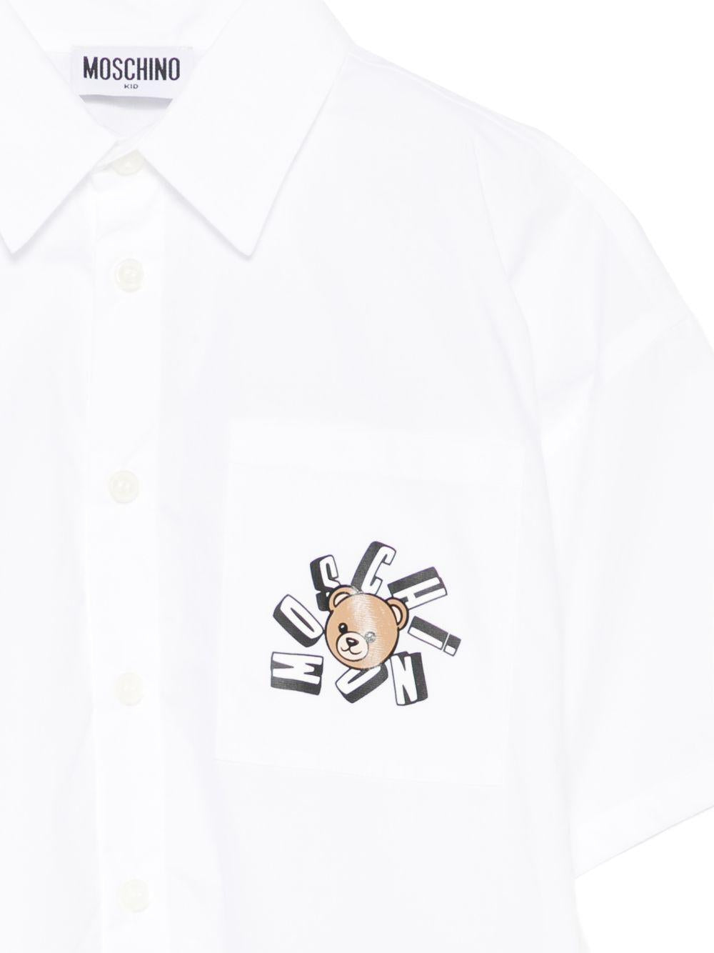 Camicia per bambino Moschino Kids bianca con stampa grafica sul petto HUC01WLLA10 10101 MOSCHINO KIDS 