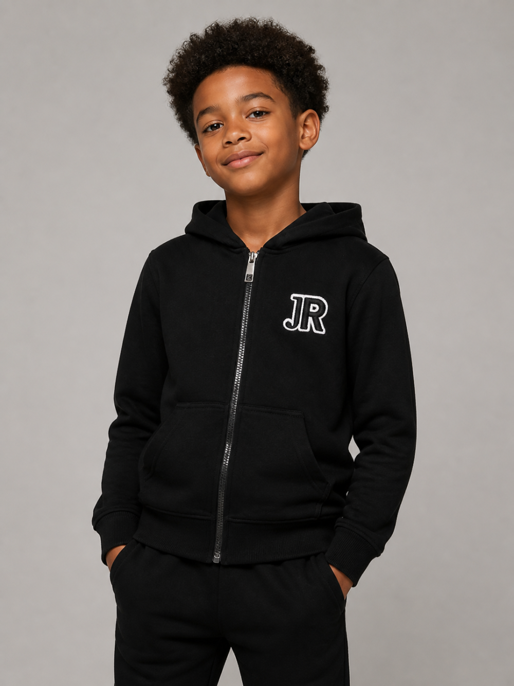 Felpa per bambino John Richmond Junior nera con zip RBA26001FE BLACK JOHN RICHMOND KIDS 