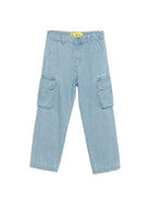 Jeans per bambino Off-White Kids azzurri con logo sul davanti 44BYB002S26D001 423 OFF WHITE KIDS 