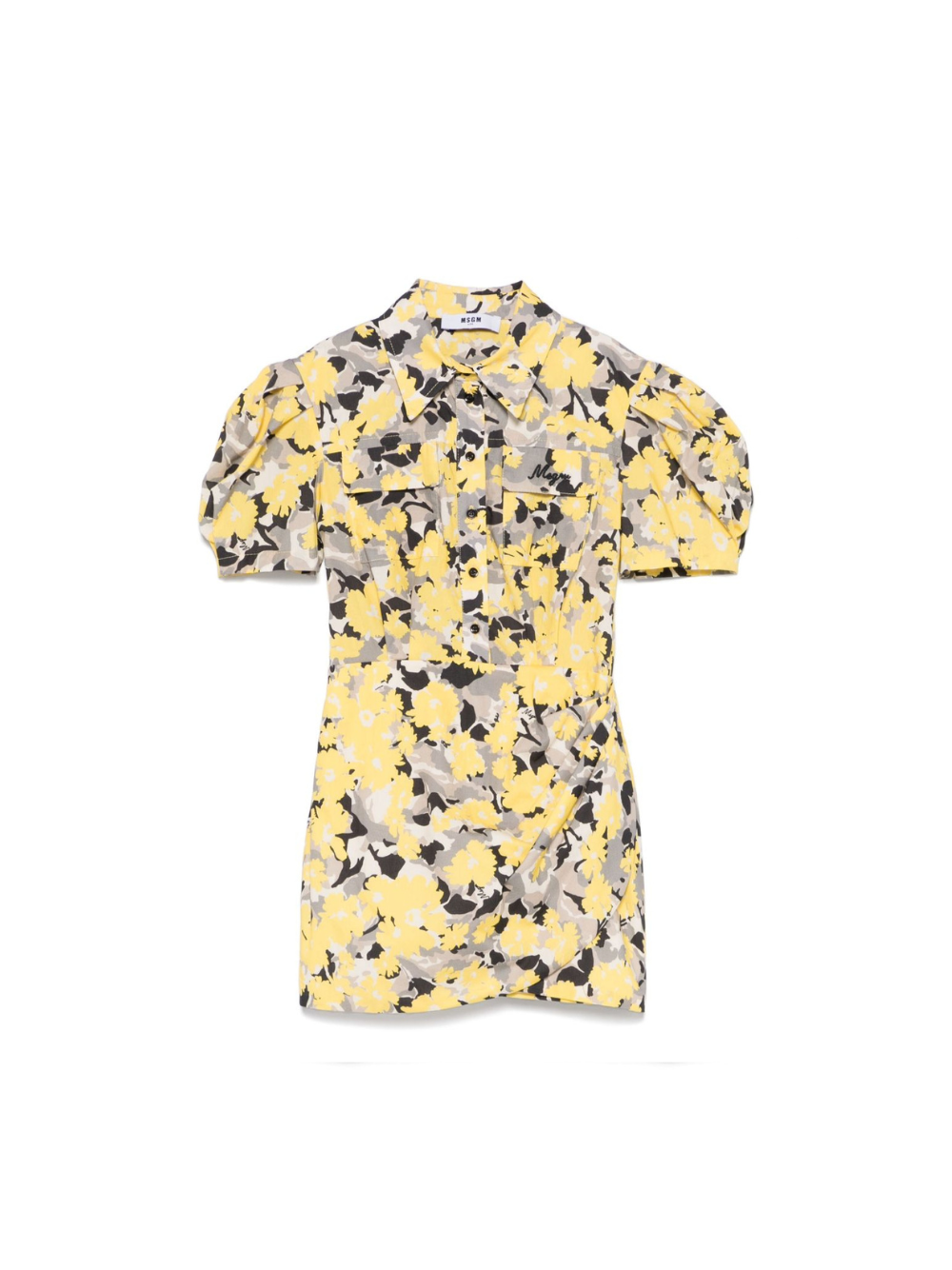 Abito con stampa a fiori per bambina MSGM Kids giallo con logo sul petto S5MSJGDR127 110 MSGM KIDS 